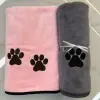 Extra-large soft and comfortable pet towel, cat and dog bathing and beauty bath towel, 50*100cm embroidered dog paw towel Specification image